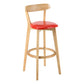 Modern Scandinavian 27.95 Bar Stool Round Seat Indoor Stool with Wood base Red 1 Piece Clearhalo 'Bar Furniture' 'Bar Stools' 'bar_stools' 'furn' 'furn_bar_stools' 'furniture_bar_stools' 'Kitchen & Dining Furniture' 'kitchen&dining_furn' 'kitchen' 'kitchen_furn' Furniture' 4344608