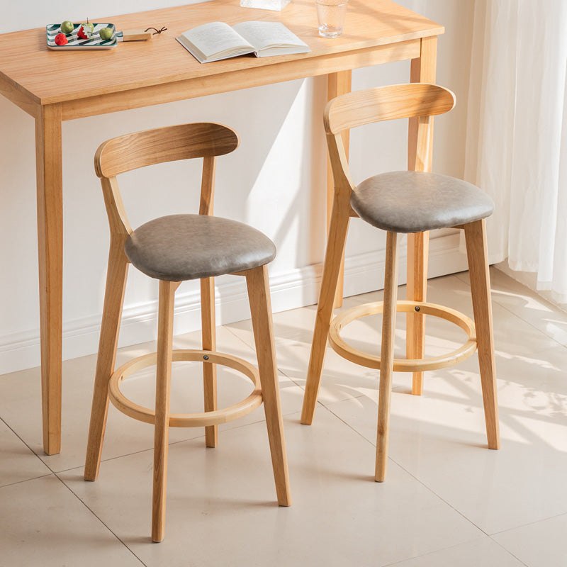 Modern Scandinavian 27.95 Bar Stool Round Seat Indoor Stool with Wood base Clearhalo 'Bar Furniture' 'Bar Stools' 'bar_stools' 'furn' 'furn_bar_stools' 'furniture_bar_stools' 'Kitchen & Dining Furniture' 'kitchen&dining_furn' 'kitchen' 'kitchen_furn' Furniture' 4344609