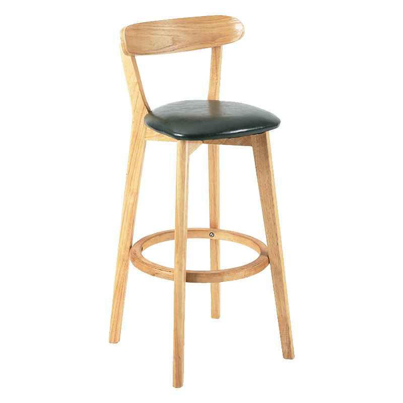 Modern Scandinavian 27.95 Bar Stool Round Seat Indoor Stool with Wood base Blackish Green 1 Piece Clearhalo 'Bar Furniture' 'Bar Stools' 'bar_stools' 'furn' 'furn_bar_stools' 'furniture_bar_stools' 'Kitchen & Dining Furniture' 'kitchen&dining_furn' 'kitchen' 'kitchen_furn' Furniture' 4344610