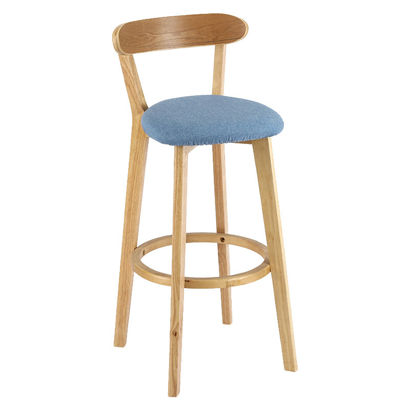 Modern Scandinavian 27.95 Bar Stool Round Seat Indoor Stool with Wood base Dark Blue-Light Blue 1 Piece Clearhalo 'Bar Furniture' 'Bar Stools' 'bar_stools' 'furn' 'furn_bar_stools' 'furniture_bar_stools' 'Kitchen & Dining Furniture' 'kitchen&dining_furn' 'kitchen' 'kitchen_furn' Furniture' 4344612