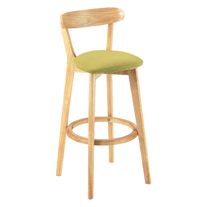 Modern Scandinavian 27.95 Bar Stool Round Seat Indoor Stool with Wood base Green 1 Piece Clearhalo 'Bar Furniture' 'Bar Stools' 'bar_stools' 'furn' 'furn_bar_stools' 'furniture_bar_stools' 'Kitchen & Dining Furniture' 'kitchen&dining_furn' 'kitchen' 'kitchen_furn' Furniture' 4344615