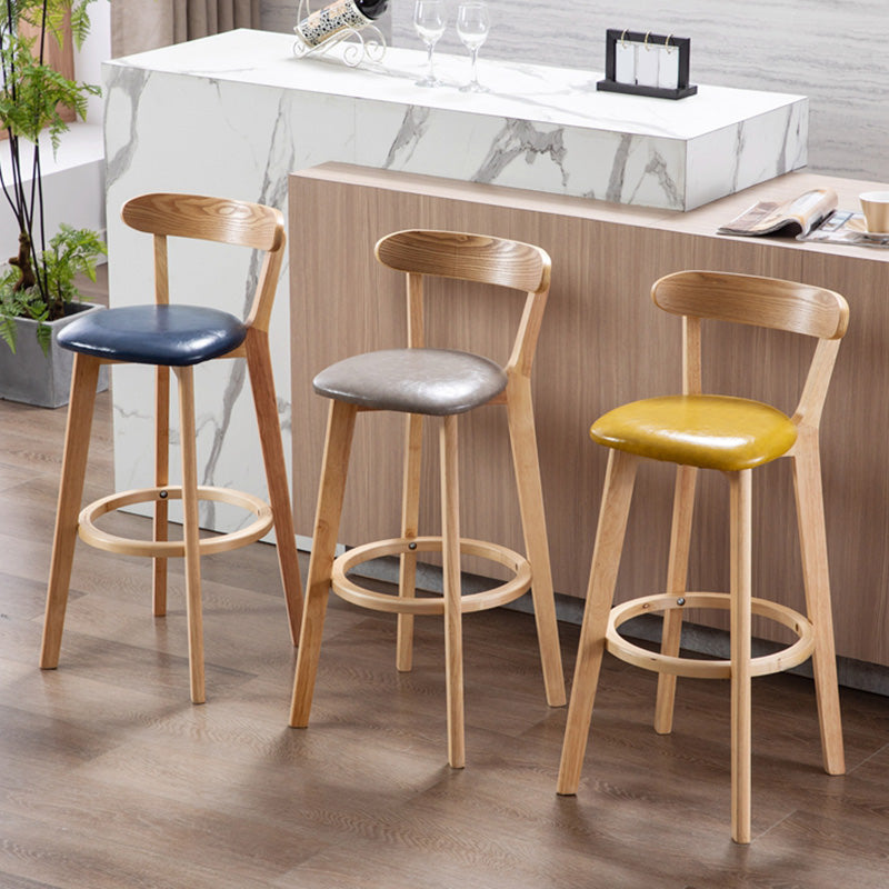 Modern Scandinavian 27.95 Bar Stool Round Seat Indoor Stool with Wood base Clearhalo 'Bar Furniture' 'Bar Stools' 'bar_stools' 'furn' 'furn_bar_stools' 'furniture_bar_stools' 'Kitchen & Dining Furniture' 'kitchen&dining_furn' 'kitchen' 'kitchen_furn' Furniture' 4344619