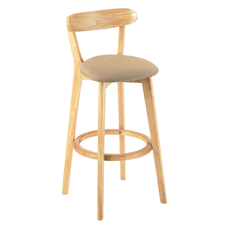 Modern Scandinavian 27.95 Bar Stool Round Seat Indoor Stool with Wood base Light Khaki 1 Piece Clearhalo 'Bar Furniture' 'Bar Stools' 'bar_stools' 'furn' 'furn_bar_stools' 'furniture_bar_stools' 'Kitchen & Dining Furniture' 'kitchen&dining_furn' 'kitchen' 'kitchen_furn' Furniture' 4344622