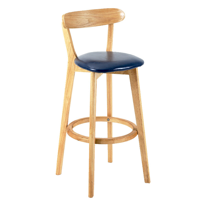 Modern Scandinavian 27.95 Bar Stool Round Seat Indoor Stool with Wood base Dark Blue 1 Piece Clearhalo 'Bar Furniture' 'Bar Stools' 'bar_stools' 'furn' 'furn_bar_stools' 'furniture_bar_stools' 'Kitchen & Dining Furniture' 'kitchen&dining_furn' 'kitchen' 'kitchen_furn' Furniture' 4344625