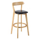 Modern Scandinavian 27.95 Bar Stool Round Seat Indoor Stool with Wood base Black 1 Piece Clearhalo 'Bar Furniture' 'Bar Stools' 'bar_stools' 'furn' 'furn_bar_stools' 'furniture_bar_stools' 'Kitchen & Dining Furniture' 'kitchen&dining_furn' 'kitchen' 'kitchen_furn' Furniture' 4344626