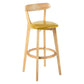 Modern Scandinavian 27.95 Bar Stool Round Seat Indoor Stool with Wood base Yellow-Brown 1 Piece Clearhalo 'Bar Furniture' 'Bar Stools' 'bar_stools' 'furn' 'furn_bar_stools' 'furniture_bar_stools' 'Kitchen & Dining Furniture' 'kitchen&dining_furn' 'kitchen' 'kitchen_furn' Furniture' 4344628