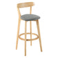 Modern Scandinavian 27.95 Bar Stool Round Seat Indoor Stool with Wood base Smoke Gray 1 Piece Clearhalo 'Bar Furniture' 'Bar Stools' 'bar_stools' 'furn' 'furn_bar_stools' 'furniture_bar_stools' 'Kitchen & Dining Furniture' 'kitchen&dining_furn' 'kitchen' 'kitchen_furn' Furniture' 4344629