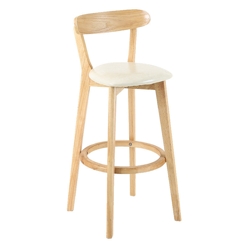 Modern Scandinavian 27.95 Bar Stool Round Seat Indoor Stool with Wood base Beige 1 Piece Clearhalo 'Bar Furniture' 'Bar Stools' 'bar_stools' 'furn' 'furn_bar_stools' 'furniture_bar_stools' 'Kitchen & Dining Furniture' 'kitchen&dining_furn' 'kitchen' 'kitchen_furn' Furniture' 4344630