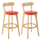 Modern Scandinavian 27.95 Bar Stool Round Seat Indoor Stool with Wood base Red 2 Piece Set Clearhalo 'Bar Furniture' 'Bar Stools' 'bar_stools' 'furn' 'furn_bar_stools' 'furniture_bar_stools' 'Kitchen & Dining Furniture' 'kitchen&dining_furn' 'kitchen' 'kitchen_furn' Furniture' 4344631