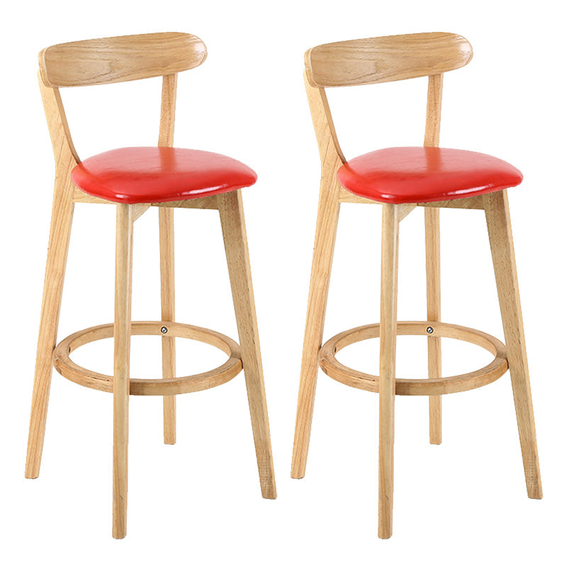 Modern Scandinavian 27.95 Bar Stool Round Seat Indoor Stool with Wood base Red 2 Piece Set Clearhalo 'Bar Furniture' 'Bar Stools' 'bar_stools' 'furn' 'furn_bar_stools' 'furniture_bar_stools' 'Kitchen & Dining Furniture' 'kitchen&dining_furn' 'kitchen' 'kitchen_furn' Furniture' 4344631
