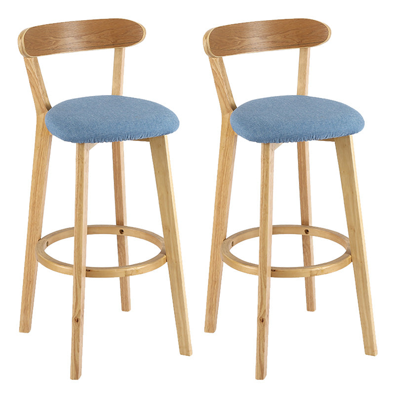 Modern Scandinavian 27.95 Bar Stool Round Seat Indoor Stool with Wood base Dark Blue-Light Blue 2 Piece Set Clearhalo 'Bar Furniture' 'Bar Stools' 'bar_stools' 'furn' 'furn_bar_stools' 'furniture_bar_stools' 'Kitchen & Dining Furniture' 'kitchen&dining_furn' 'kitchen' 'kitchen_furn' Furniture' 4344633
