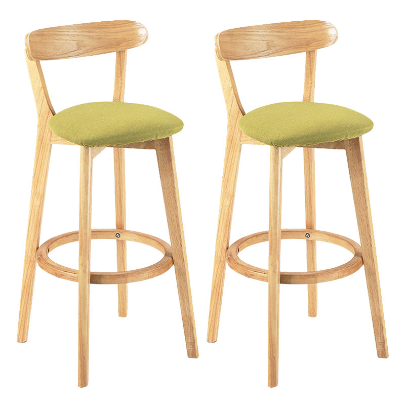 Modern Scandinavian 27.95 Bar Stool Round Seat Indoor Stool with Wood base Green 2 Piece Set Clearhalo 'Bar Furniture' 'Bar Stools' 'bar_stools' 'furn' 'furn_bar_stools' 'furniture_bar_stools' 'Kitchen & Dining Furniture' 'kitchen&dining_furn' 'kitchen' 'kitchen_furn' Furniture' 4344635