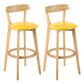 Modern Scandinavian 27.95 Bar Stool Round Seat Indoor Stool with Wood base Yellow 2 Piece Set Clearhalo 'Bar Furniture' 'Bar Stools' 'bar_stools' 'furn' 'furn_bar_stools' 'furniture_bar_stools' 'Kitchen & Dining Furniture' 'kitchen&dining_furn' 'kitchen' 'kitchen_furn' Furniture' 4344637