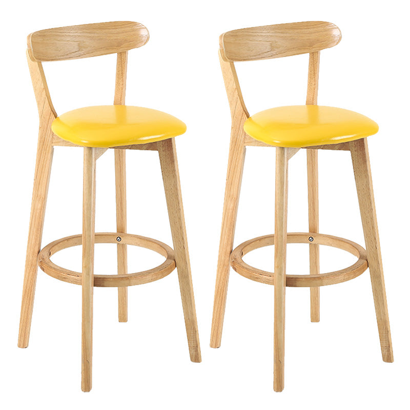 Modern Scandinavian 27.95 Bar Stool Round Seat Indoor Stool with Wood base Yellow 2 Piece Set Clearhalo 'Bar Furniture' 'Bar Stools' 'bar_stools' 'furn' 'furn_bar_stools' 'furniture_bar_stools' 'Kitchen & Dining Furniture' 'kitchen&dining_furn' 'kitchen' 'kitchen_furn' Furniture' 4344637