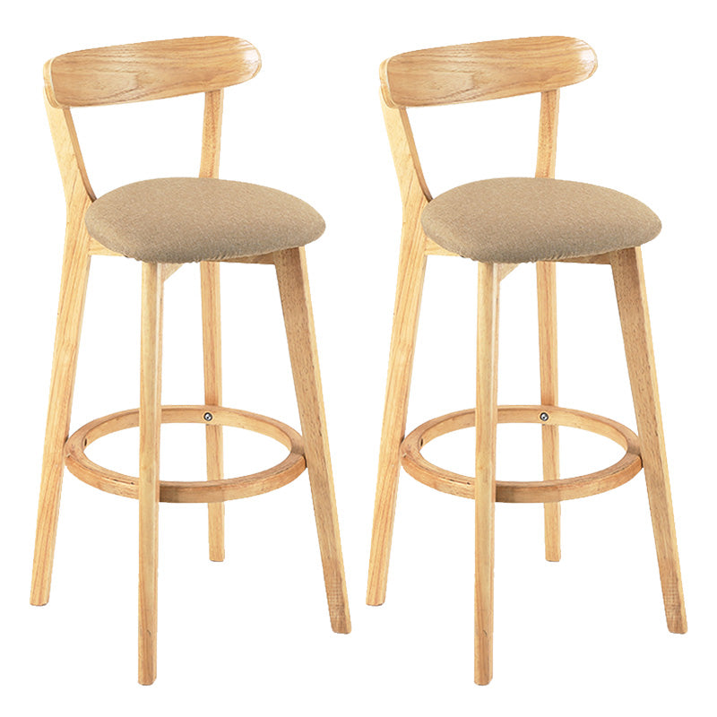 Modern Scandinavian 27.95 Bar Stool Round Seat Indoor Stool with Wood base Light Khaki 2 Piece Set Clearhalo 'Bar Furniture' 'Bar Stools' 'bar_stools' 'furn' 'furn_bar_stools' 'furniture_bar_stools' 'Kitchen & Dining Furniture' 'kitchen&dining_furn' 'kitchen' 'kitchen_furn' Furniture' 4344638
