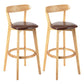 Modern Scandinavian 27.95 Bar Stool Round Seat Indoor Stool with Wood base Brown 2 Piece Set Clearhalo 'Bar Furniture' 'Bar Stools' 'bar_stools' 'furn' 'furn_bar_stools' 'furniture_bar_stools' 'Kitchen & Dining Furniture' 'kitchen&dining_furn' 'kitchen' 'kitchen_furn' Furniture' 4344639