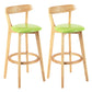 Modern Scandinavian 27.95 Bar Stool Round Seat Indoor Stool with Wood base Lemon Green 2 Piece Set Clearhalo 'Bar Furniture' 'Bar Stools' 'bar_stools' 'furn' 'furn_bar_stools' 'furniture_bar_stools' 'Kitchen & Dining Furniture' 'kitchen&dining_furn' 'kitchen' 'kitchen_furn' Furniture' 4344640