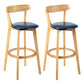 Modern Scandinavian 27.95 Bar Stool Round Seat Indoor Stool with Wood base Dark Blue 2 Piece Set Clearhalo 'Bar Furniture' 'Bar Stools' 'bar_stools' 'furn' 'furn_bar_stools' 'furniture_bar_stools' 'Kitchen & Dining Furniture' 'kitchen&dining_furn' 'kitchen' 'kitchen_furn' Furniture' 4344641