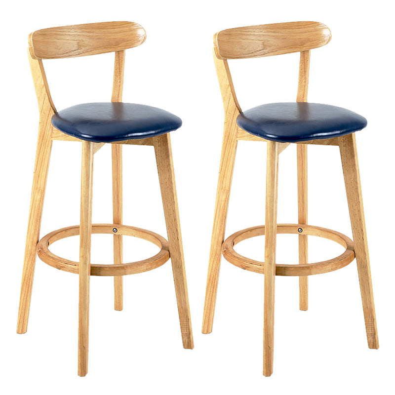 Modern Scandinavian 27.95 Bar Stool Round Seat Indoor Stool with Wood base Dark Blue 2 Piece Set Clearhalo 'Bar Furniture' 'Bar Stools' 'bar_stools' 'furn' 'furn_bar_stools' 'furniture_bar_stools' 'Kitchen & Dining Furniture' 'kitchen&dining_furn' 'kitchen' 'kitchen_furn' Furniture' 4344641