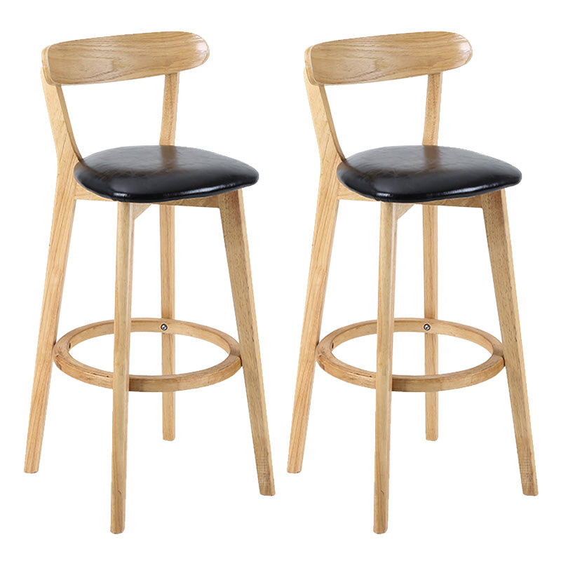 Modern Scandinavian 27.95 Bar Stool Round Seat Indoor Stool with Wood base Black 2 Piece Set Clearhalo 'Bar Furniture' 'Bar Stools' 'bar_stools' 'furn' 'furn_bar_stools' 'furniture_bar_stools' 'Kitchen & Dining Furniture' 'kitchen&dining_furn' 'kitchen' 'kitchen_furn' Furniture' 4344642