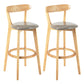 Modern Scandinavian 27.95 Bar Stool Round Seat Indoor Stool with Wood base Grey 2 Piece Set Clearhalo 'Bar Furniture' 'Bar Stools' 'bar_stools' 'furn' 'furn_bar_stools' 'furniture_bar_stools' 'Kitchen & Dining Furniture' 'kitchen&dining_furn' 'kitchen' 'kitchen_furn' Furniture' 4344643