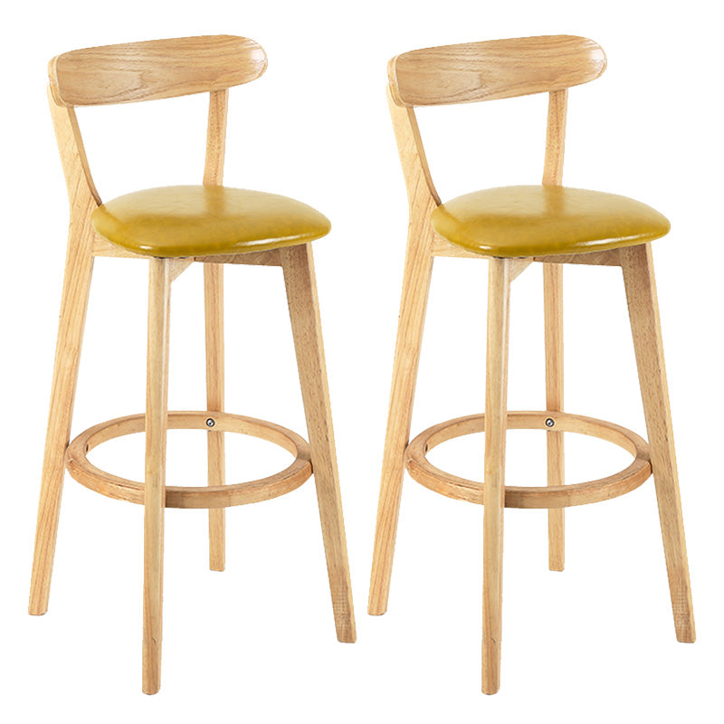 Modern Scandinavian 27.95 Bar Stool Round Seat Indoor Stool with Wood base Yellow-Brown 2 Piece Set Clearhalo 'Bar Furniture' 'Bar Stools' 'bar_stools' 'furn' 'furn_bar_stools' 'furniture_bar_stools' 'Kitchen & Dining Furniture' 'kitchen&dining_furn' 'kitchen' 'kitchen_furn' Furniture' 4344644