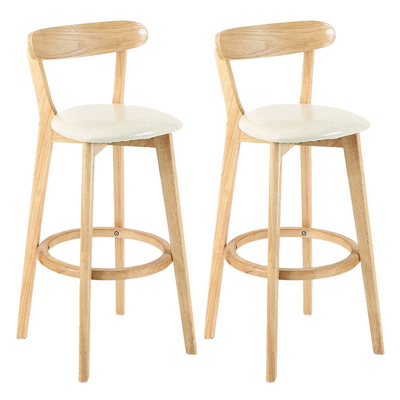 Modern Scandinavian 27.95 Bar Stool Round Seat Indoor Stool with Wood base Beige 2 Piece Set Clearhalo 'Bar Furniture' 'Bar Stools' 'bar_stools' 'furn' 'furn_bar_stools' 'furniture_bar_stools' 'Kitchen & Dining Furniture' 'kitchen&dining_furn' 'kitchen' 'kitchen_furn' Furniture' 4344646