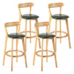 Modern Scandinavian 27.95 Bar Stool Round Seat Indoor Stool with Wood base Blackish Green 4 Piece Set Clearhalo 'Bar Furniture' 'Bar Stools' 'bar_stools' 'furn' 'furn_bar_stools' 'furniture_bar_stools' 'Kitchen & Dining Furniture' 'kitchen&dining_furn' 'kitchen' 'kitchen_furn' Furniture' 4344648