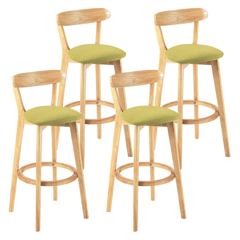 Modern Scandinavian 27.95 Bar Stool Round Seat Indoor Stool with Wood base Green 4 Piece Set Clearhalo 'Bar Furniture' 'Bar Stools' 'bar_stools' 'furn' 'furn_bar_stools' 'furniture_bar_stools' 'Kitchen & Dining Furniture' 'kitchen&dining_furn' 'kitchen' 'kitchen_furn' Furniture' 4344651