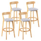 Modern Scandinavian 27.95 Bar Stool Round Seat Indoor Stool with Wood base Silver Gray 4 Piece Set Clearhalo 'Bar Furniture' 'Bar Stools' 'bar_stools' 'furn' 'furn_bar_stools' 'furniture_bar_stools' 'Kitchen & Dining Furniture' 'kitchen&dining_furn' 'kitchen' 'kitchen_furn' Furniture' 4344652