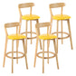 Modern Scandinavian 27.95 Bar Stool Round Seat Indoor Stool with Wood base Yellow 4 Piece Set Clearhalo 'Bar Furniture' 'Bar Stools' 'bar_stools' 'furn' 'furn_bar_stools' 'furniture_bar_stools' 'Kitchen & Dining Furniture' 'kitchen&dining_furn' 'kitchen' 'kitchen_furn' Furniture' 4344653