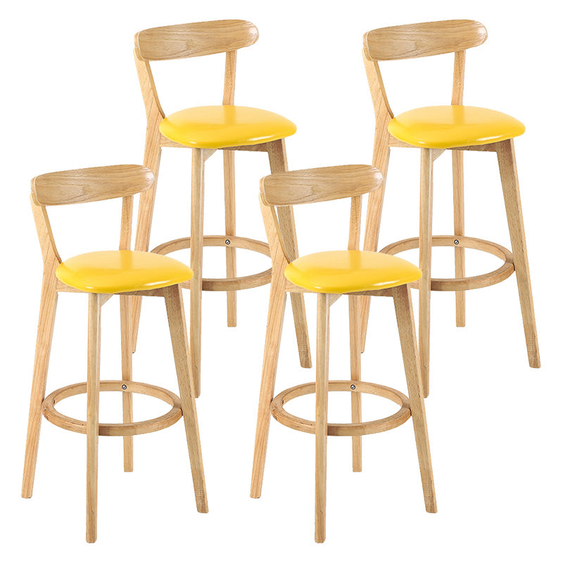 Modern Scandinavian 27.95 Bar Stool Round Seat Indoor Stool with Wood base Yellow 4 Piece Set Clearhalo 'Bar Furniture' 'Bar Stools' 'bar_stools' 'furn' 'furn_bar_stools' 'furniture_bar_stools' 'Kitchen & Dining Furniture' 'kitchen&dining_furn' 'kitchen' 'kitchen_furn' Furniture' 4344653