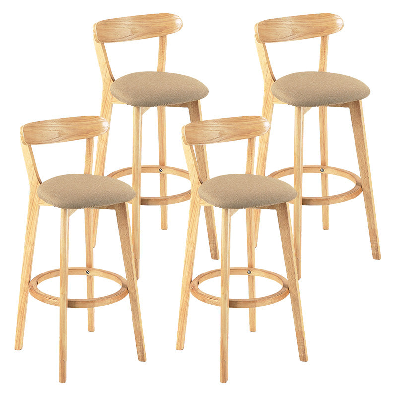 Modern Scandinavian 27.95 Bar Stool Round Seat Indoor Stool with Wood base Light Khaki 4 Piece Set Clearhalo 'Bar Furniture' 'Bar Stools' 'bar_stools' 'furn' 'furn_bar_stools' 'furniture_bar_stools' 'Kitchen & Dining Furniture' 'kitchen&dining_furn' 'kitchen' 'kitchen_furn' Furniture' 4344654