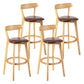 Modern Scandinavian 27.95 Bar Stool Round Seat Indoor Stool with Wood base Brown 4 Piece Set Clearhalo 'Bar Furniture' 'Bar Stools' 'bar_stools' 'furn' 'furn_bar_stools' 'furniture_bar_stools' 'Kitchen & Dining Furniture' 'kitchen&dining_furn' 'kitchen' 'kitchen_furn' Furniture' 4344655