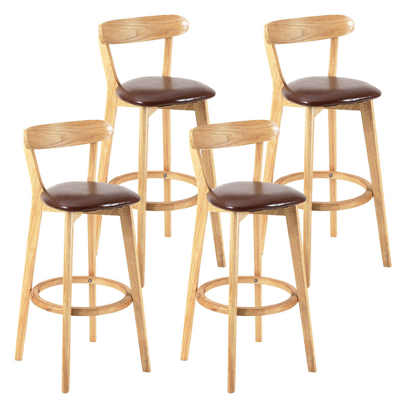 Modern Scandinavian 27.95 Bar Stool Round Seat Indoor Stool with Wood base Brown 4 Piece Set Clearhalo 'Bar Furniture' 'Bar Stools' 'bar_stools' 'furn' 'furn_bar_stools' 'furniture_bar_stools' 'Kitchen & Dining Furniture' 'kitchen&dining_furn' 'kitchen' 'kitchen_furn' Furniture' 4344655