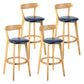 Modern Scandinavian 27.95 Bar Stool Round Seat Indoor Stool with Wood base Dark Blue 4 Piece Set Clearhalo 'Bar Furniture' 'Bar Stools' 'bar_stools' 'furn' 'furn_bar_stools' 'furniture_bar_stools' 'Kitchen & Dining Furniture' 'kitchen&dining_furn' 'kitchen' 'kitchen_furn' Furniture' 4344657