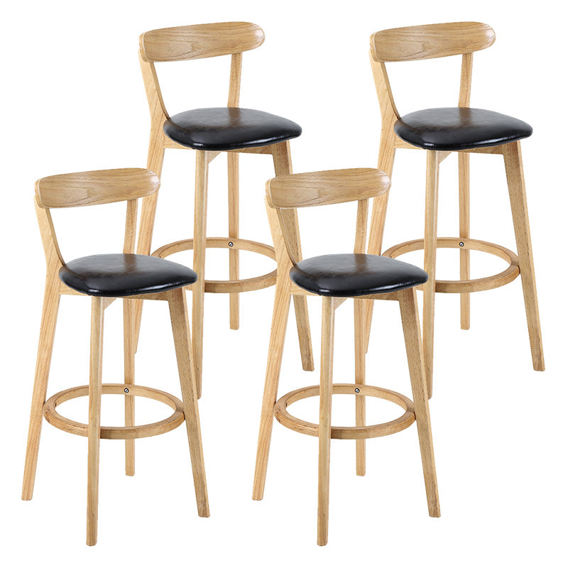 Modern Scandinavian 27.95 Bar Stool Round Seat Indoor Stool with Wood base Black 4 Piece Set Clearhalo 'Bar Furniture' 'Bar Stools' 'bar_stools' 'furn' 'furn_bar_stools' 'furniture_bar_stools' 'Kitchen & Dining Furniture' 'kitchen&dining_furn' 'kitchen' 'kitchen_furn' Furniture' 4344658