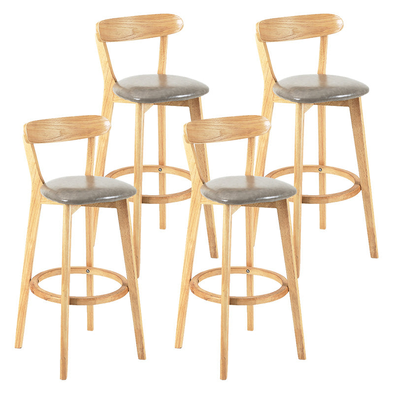 Modern Scandinavian 27.95 Bar Stool Round Seat Indoor Stool with Wood base Grey 4 Piece Set Clearhalo 'Bar Furniture' 'Bar Stools' 'bar_stools' 'furn' 'furn_bar_stools' 'furniture_bar_stools' 'Kitchen & Dining Furniture' 'kitchen&dining_furn' 'kitchen' 'kitchen_furn' Furniture' 4344659