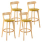 Modern Scandinavian 27.95 Bar Stool Round Seat Indoor Stool with Wood base Yellow-Brown 4 Piece Set Clearhalo 'Bar Furniture' 'Bar Stools' 'bar_stools' 'furn' 'furn_bar_stools' 'furniture_bar_stools' 'Kitchen & Dining Furniture' 'kitchen&dining_furn' 'kitchen' 'kitchen_furn' Furniture' 4344660