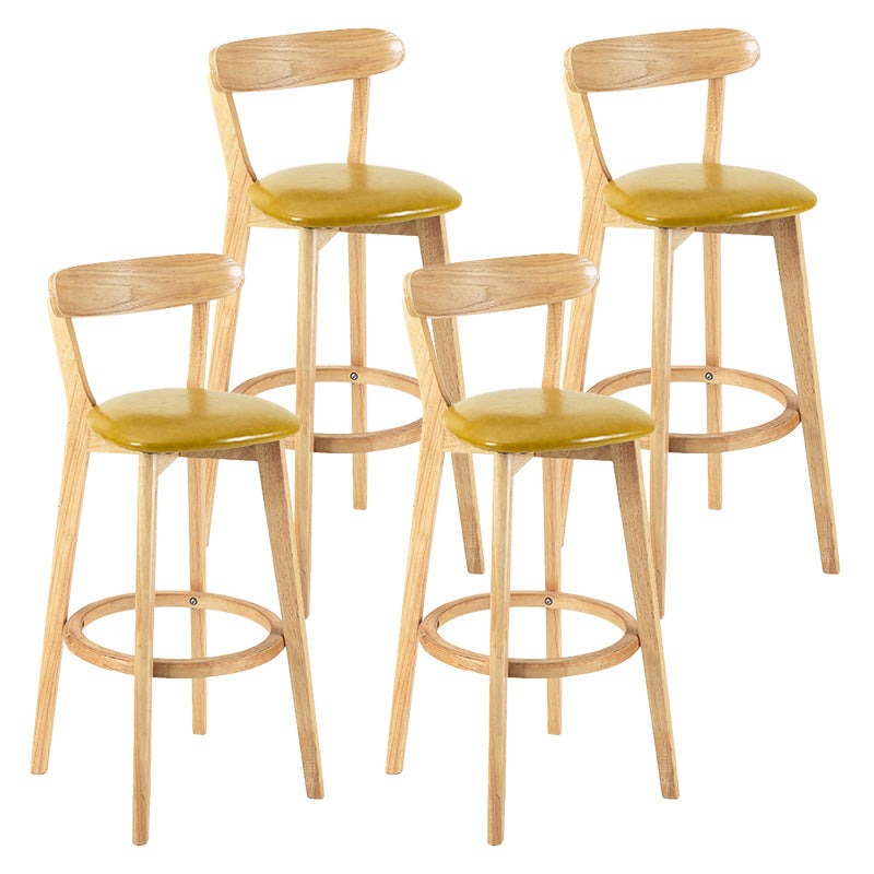 Modern Scandinavian 27.95 Bar Stool Round Seat Indoor Stool with Wood base Yellow-Brown 4 Piece Set Clearhalo 'Bar Furniture' 'Bar Stools' 'bar_stools' 'furn' 'furn_bar_stools' 'furniture_bar_stools' 'Kitchen & Dining Furniture' 'kitchen&dining_furn' 'kitchen' 'kitchen_furn' Furniture' 4344660