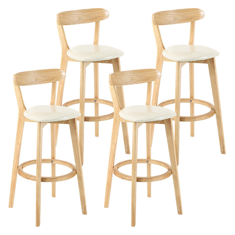 Modern Scandinavian 27.95 Bar Stool Round Seat Indoor Stool with Wood base Beige 4 Piece Set Clearhalo 'Bar Furniture' 'Bar Stools' 'bar_stools' 'furn' 'furn_bar_stools' 'furniture_bar_stools' 'Kitchen & Dining Furniture' 'kitchen&dining_furn' 'kitchen' 'kitchen_furn' Furniture' 4344662