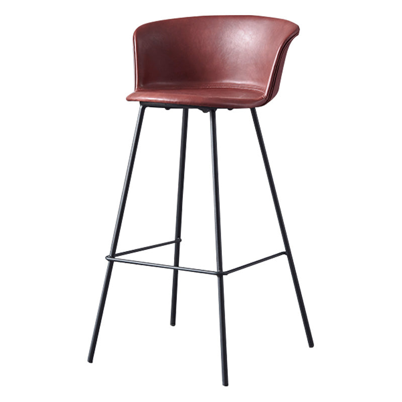 Restaurant Low Back Bar Stool Modern Leather Footrest Counter Height Stool Red 1 Piece Clearhalo 'Bar Furniture' 'Bar Stools' 'bar_stools' 'furn' 'furn_bar_stools' 'furniture_bar_stools' 'Kitchen & Dining Furniture' 'kitchen&dining_furn' 'kitchen' 'kitchen_furn' Furniture' 4344718