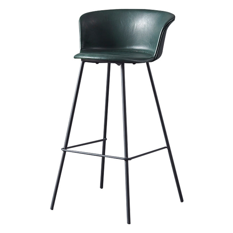 Restaurant Low Back Bar Stool Modern Leather Footrest Counter Height Stool Blackish Green 1 Piece Clearhalo 'Bar Furniture' 'Bar Stools' 'bar_stools' 'furn' 'furn_bar_stools' 'furniture_bar_stools' 'Kitchen & Dining Furniture' 'kitchen&dining_furn' 'kitchen' 'kitchen_furn' Furniture' 4344720
