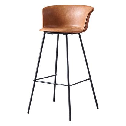 Restaurant Low Back Bar Stool Modern Leather Footrest Counter Height Stool Orange 1 Piece Clearhalo 'Bar Furniture' 'Bar Stools' 'bar_stools' 'furn' 'furn_bar_stools' 'furniture_bar_stools' 'Kitchen & Dining Furniture' 'kitchen&dining_furn' 'kitchen' 'kitchen_furn' Furniture' 4344721
