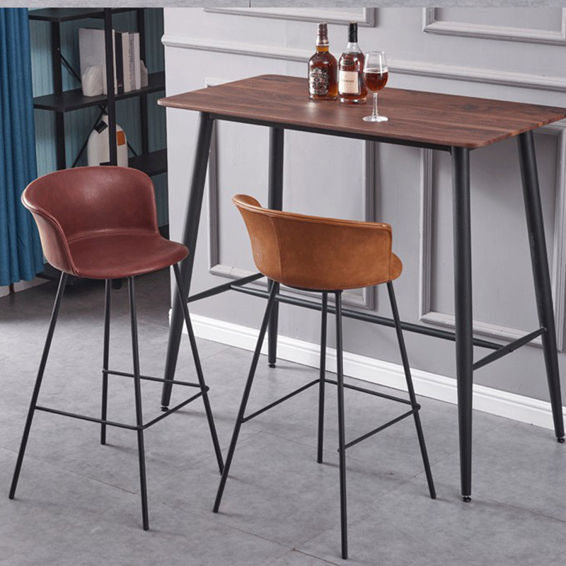 Restaurant Low Back Bar Stool Modern Leather Footrest Counter Height Stool Clearhalo 'Bar Furniture' 'Bar Stools' 'bar_stools' 'furn' 'furn_bar_stools' 'furniture_bar_stools' 'Kitchen & Dining Furniture' 'kitchen&dining_furn' 'kitchen' 'kitchen_furn' Furniture' 4344724