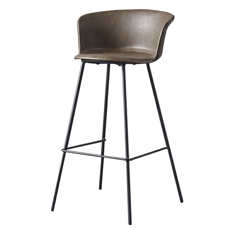 Restaurant Low Back Bar Stool Modern Leather Footrest Counter Height Stool Coffee 1 Piece Clearhalo 'Bar Furniture' 'Bar Stools' 'bar_stools' 'furn' 'furn_bar_stools' 'furniture_bar_stools' 'Kitchen & Dining Furniture' 'kitchen&dining_furn' 'kitchen' 'kitchen_furn' Furniture' 4344725
