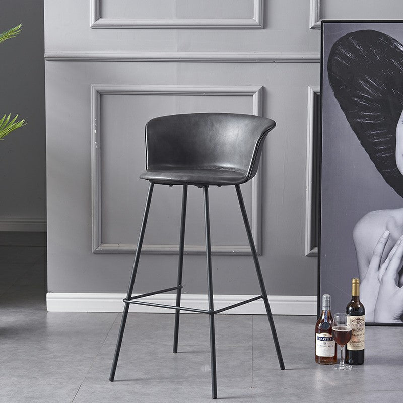 Restaurant Low Back Bar Stool Modern Leather Footrest Counter Height Stool Clearhalo 'Bar Furniture' 'Bar Stools' 'bar_stools' 'furn' 'furn_bar_stools' 'furniture_bar_stools' 'Kitchen & Dining Furniture' 'kitchen&dining_furn' 'kitchen' 'kitchen_furn' Furniture' 4344737