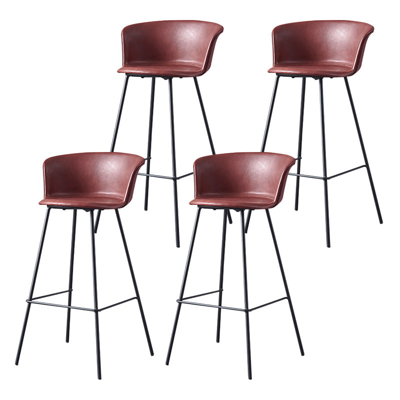 Restaurant Low Back Bar Stool Modern Leather Footrest Counter Height Stool Red 4 Piece Set Clearhalo 'Bar Furniture' 'Bar Stools' 'bar_stools' 'furn' 'furn_bar_stools' 'furniture_bar_stools' 'Kitchen & Dining Furniture' 'kitchen&dining_furn' 'kitchen' 'kitchen_furn' Furniture' 4344738