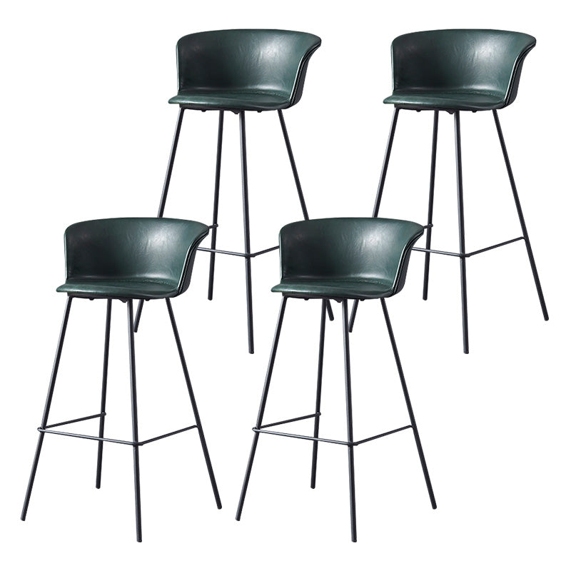 Restaurant Low Back Bar Stool Modern Leather Footrest Counter Height Stool Blackish Green 4 Piece Set Clearhalo 'Bar Furniture' 'Bar Stools' 'bar_stools' 'furn' 'furn_bar_stools' 'furniture_bar_stools' 'Kitchen & Dining Furniture' 'kitchen&dining_furn' 'kitchen' 'kitchen_furn' Furniture' 4344739