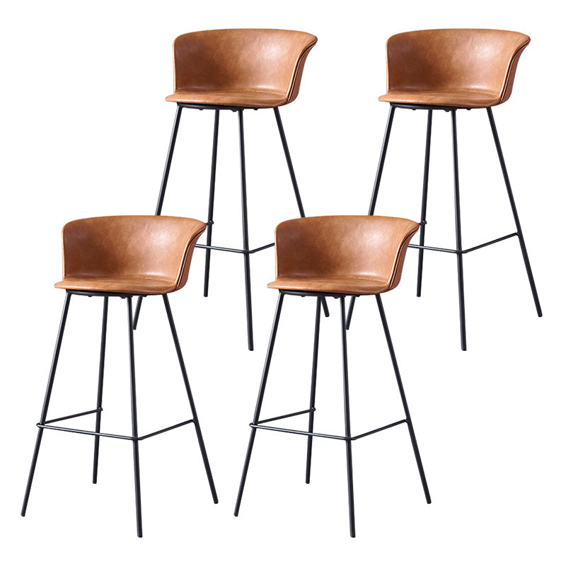 Restaurant Low Back Bar Stool Modern Leather Footrest Counter Height Stool Orange 4 Piece Set Clearhalo 'Bar Furniture' 'Bar Stools' 'bar_stools' 'furn' 'furn_bar_stools' 'furniture_bar_stools' 'Kitchen & Dining Furniture' 'kitchen&dining_furn' 'kitchen' 'kitchen_furn' Furniture' 4344740